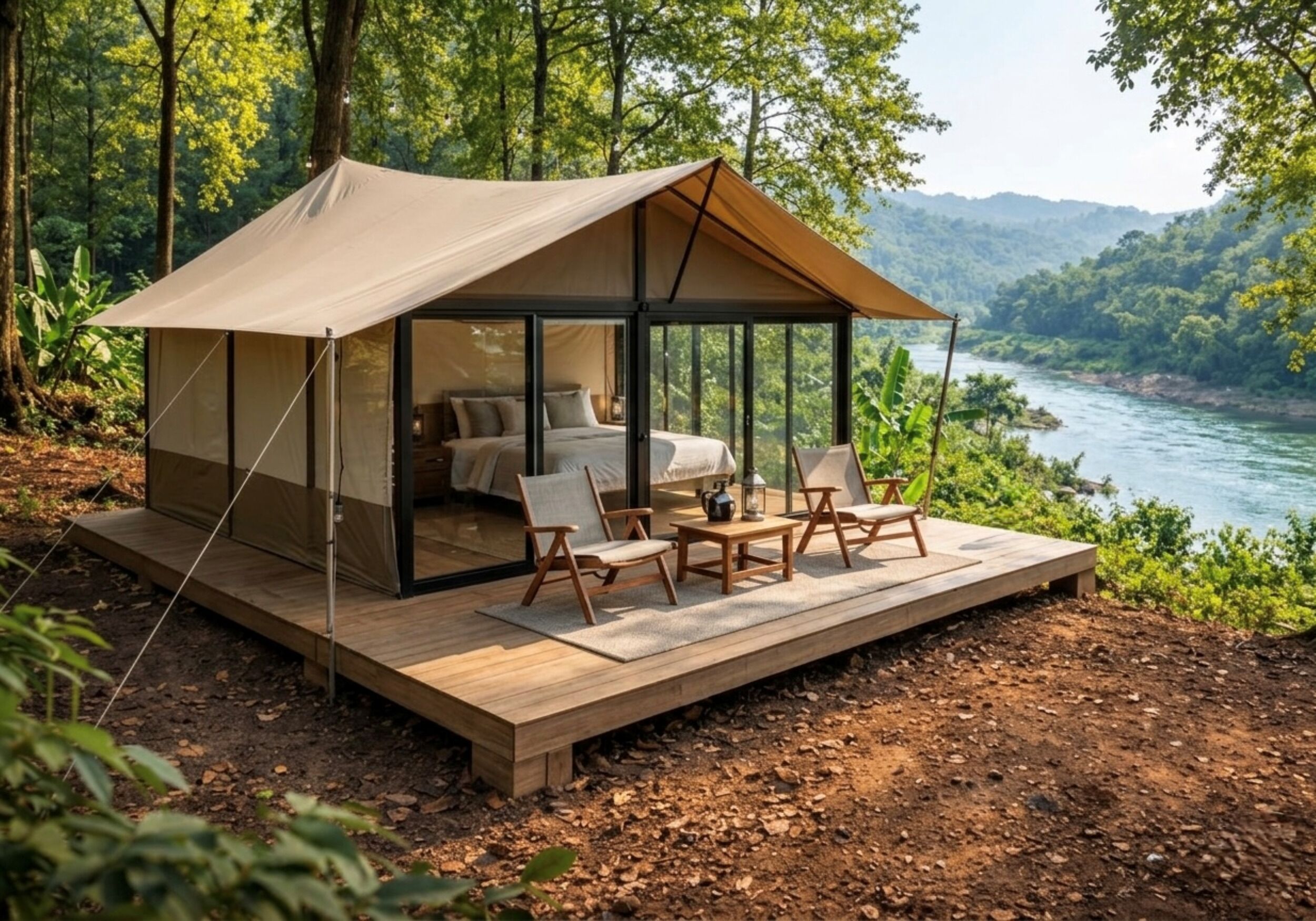 The Namkhan Glamping Tent | Egyptian cotton sheets, premium bedding, minibar, in-room safe