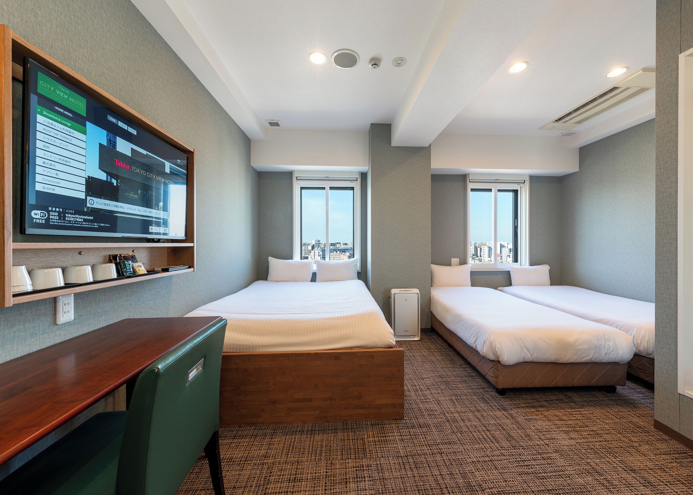 三人房, 城市景 | 羽絨被、房內夾萬、書桌、免費 Wi-Fi