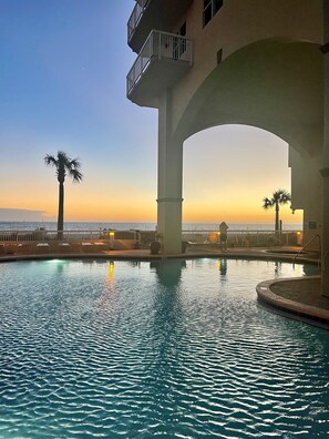 Indoor pool, a heated pool - GULF FRONT *Renovated* - 2 BR + Private Room w/ a Full bed ~ Owner Managed! (Panama City Beach)