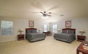 5 bedrooms, desk, iron/ironing board, travel cot