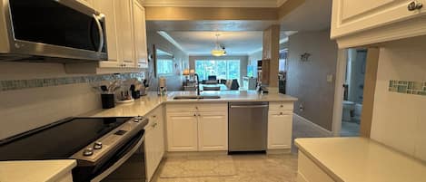 Fridge, microwave, oven, dishwasher