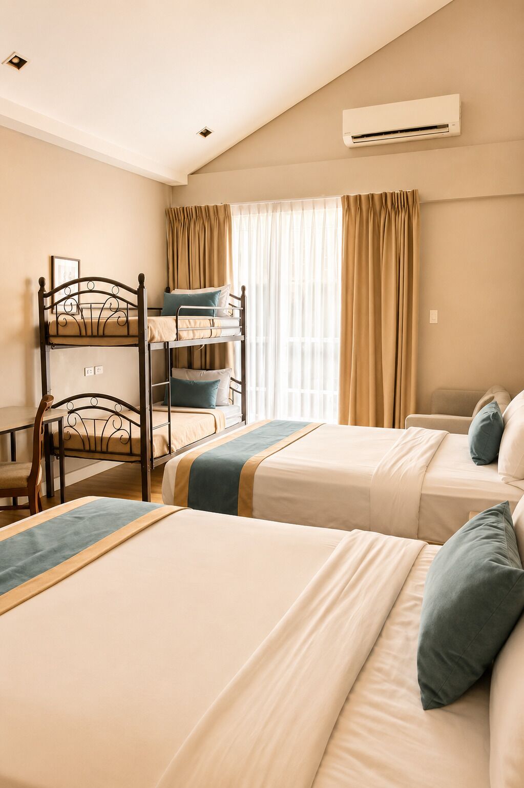 Family Room, Multiple Beds | Desk, blackout drapes, WiFi (free), bed sheets