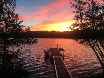 View of the pond at sunset