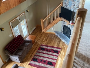 Smart TV, fireplace, toys