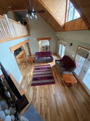 Smart TV, fireplace, toys