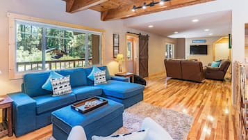 Smart TV, fireplace, DVD player