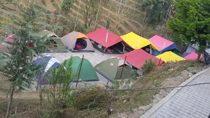 Comfort Tent | Living room | Fireplace - HILL TOP BAMBOO HUTS AND TENT CAMPING (Chachyot)