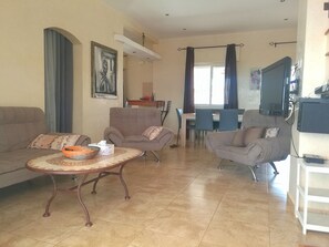 Family Villa, 3 Bedrooms, Pool View, Poolside | Living room | Flat-screen TV - Villa Elodie (La Somone)
