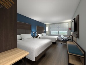 Habitación, 2 camas de matrimonio | Escritorio, espacio para trabajar con un portátil, cortinas opacas