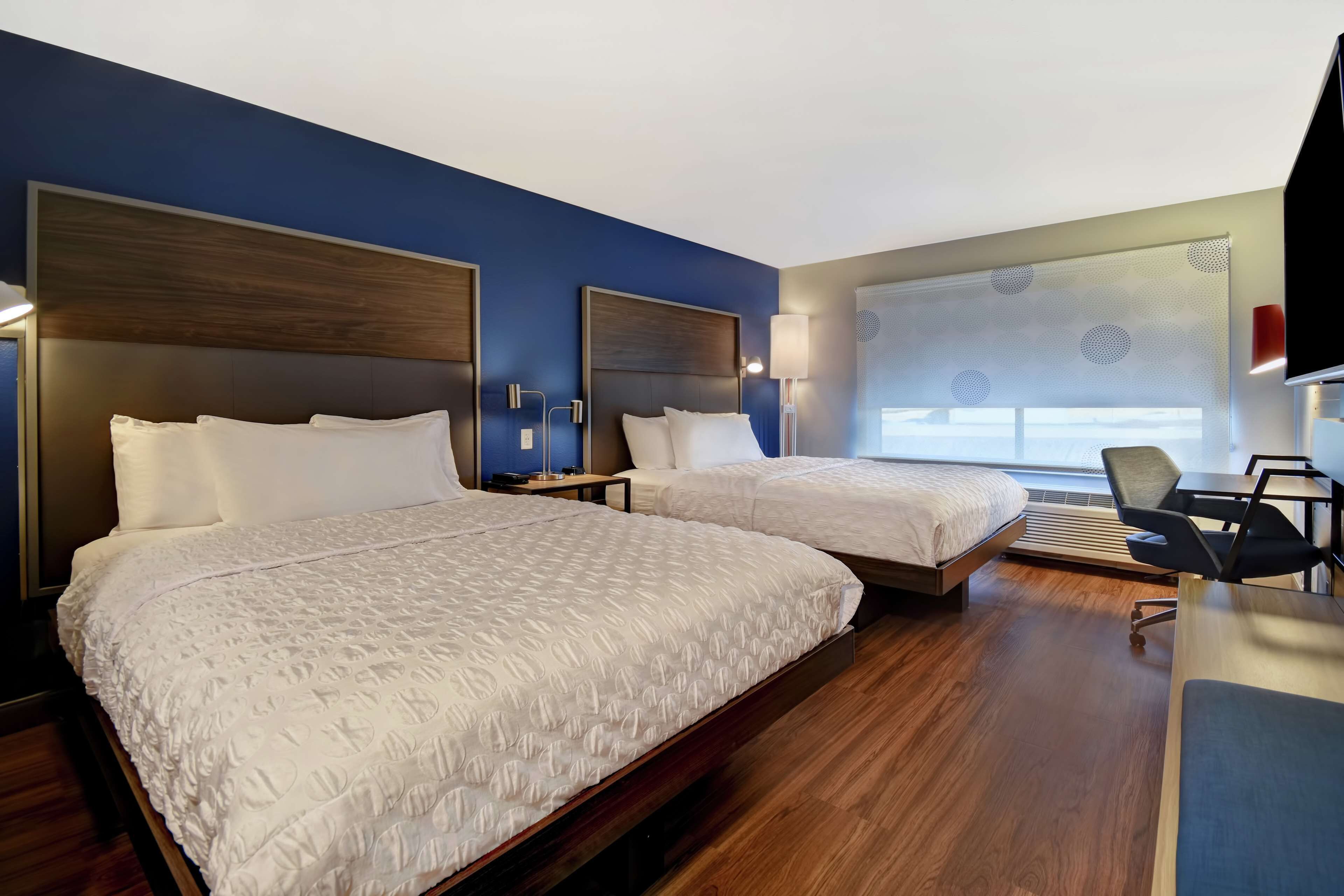 room, 2 queen beds | desk, laptop workspace, blackout curtains, iron/ironing board