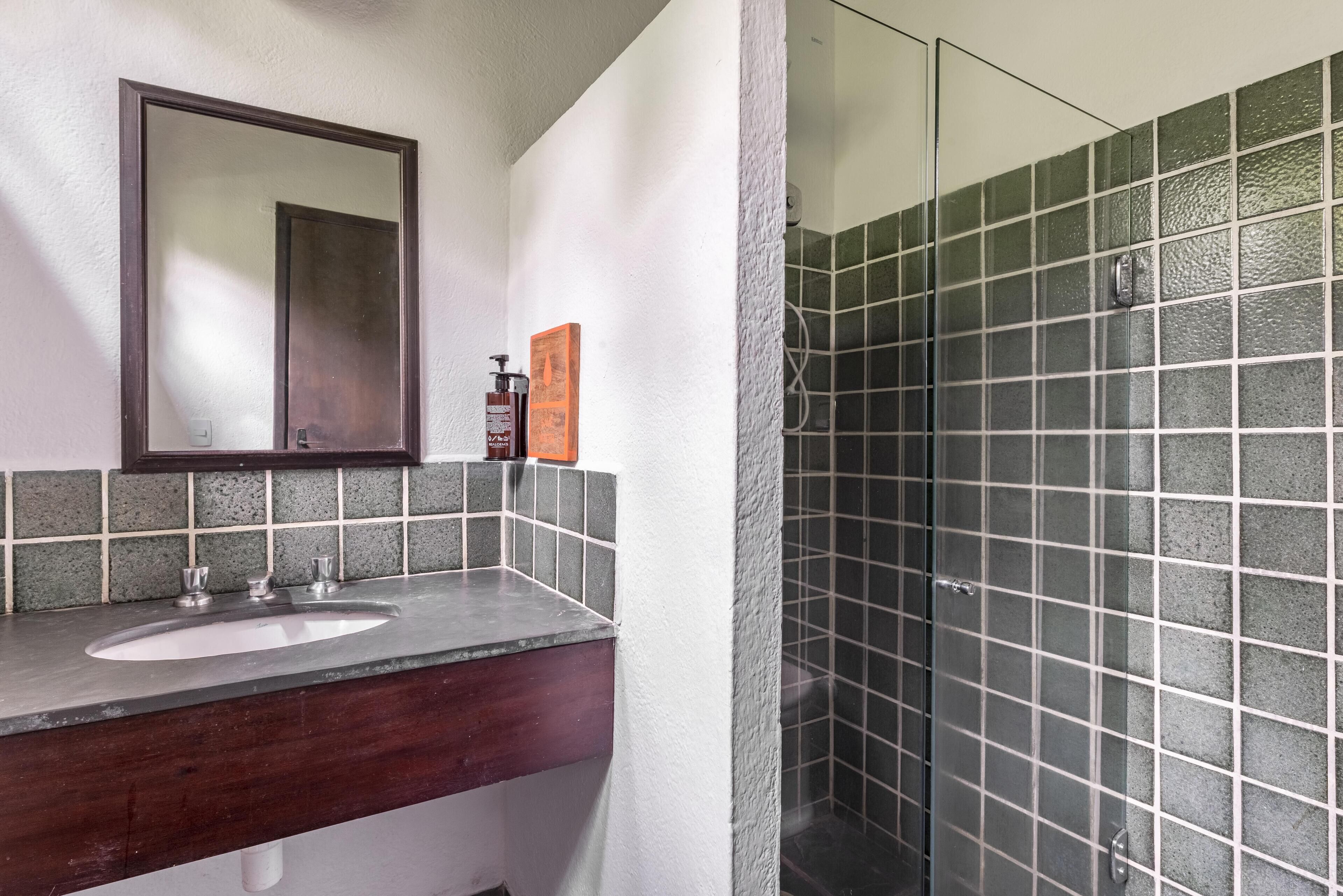 standard double room | bathroom | shower, towels