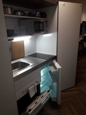 Fridge, microwave, stovetop, dishwasher - Saminapark Aparthotel & Boardinghouse (Frastanz)