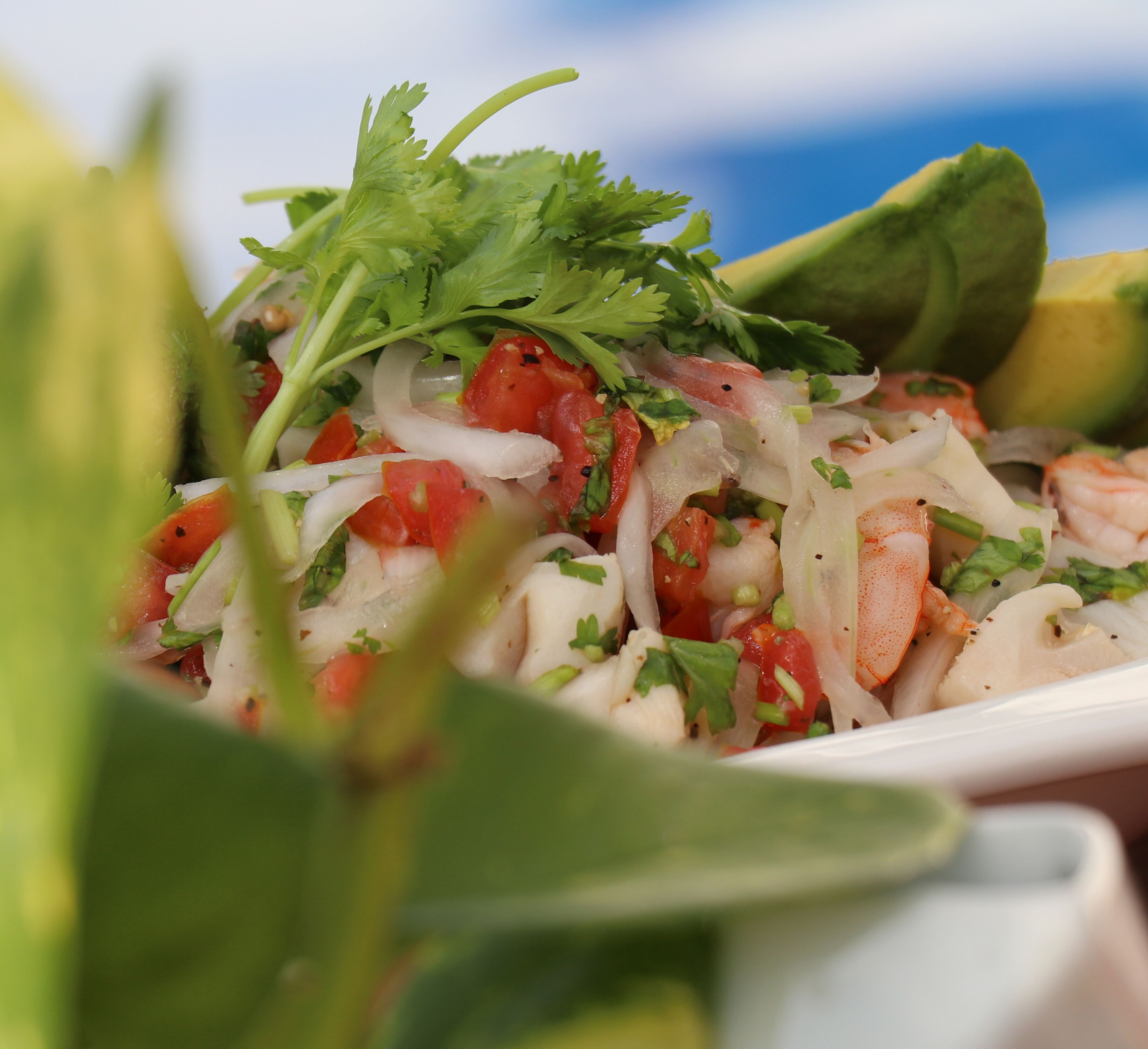 Une vue rapprochée d’un plat de fruits de mer composé de différents ingrédients.