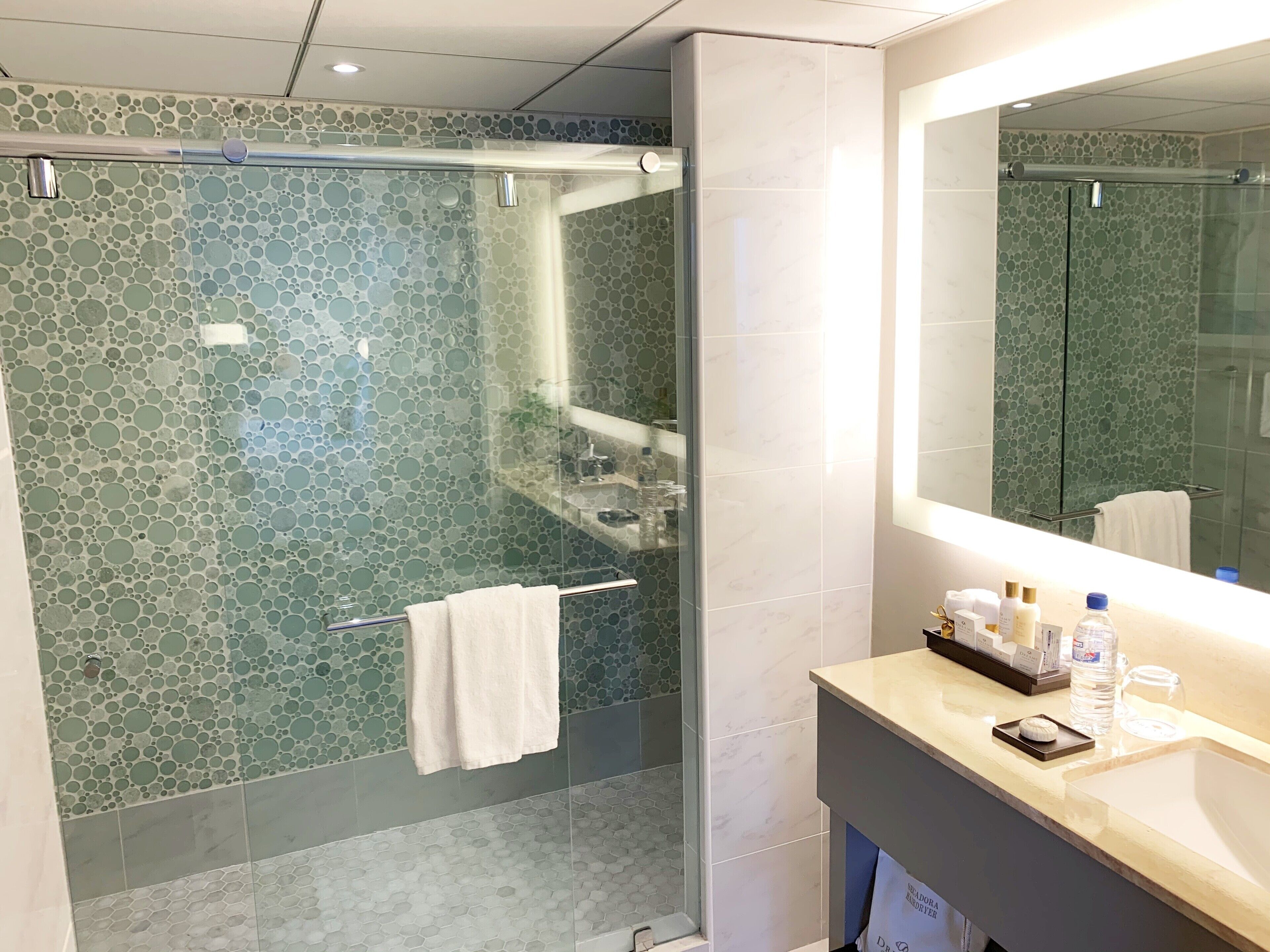 preferred club suite ocean view king | bathroom | combined shower/bathtub, free toiletries, towels