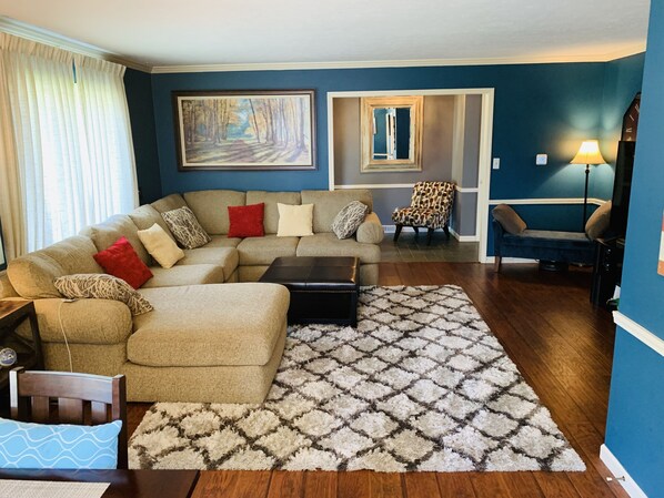 TV, fireplace, video games, stereo