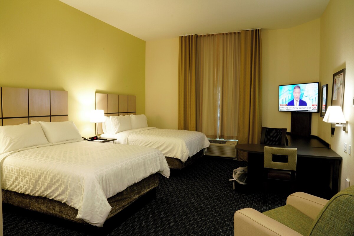 Studio Suite, 2 Queen Beds | Premium bedding, desk, laptop workspace, iron/ironing board