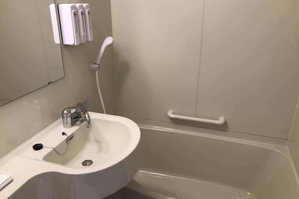 shower, free toiletries, hair dryer, slippers