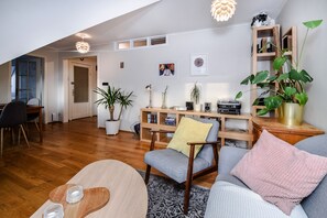 Comfort Apartment, 3 Bedrooms | Living area | Flat-screen TV - Apartment M35 (Reykjavik)