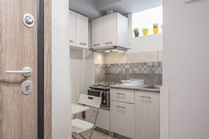 Basic Apartment | Private kitchen | Fridge, microwave, stovetop, espresso maker - Welcoming Koukaki Home by Cloudkeys (Athens)