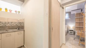 Basic Apartment | Private kitchen | Fridge, microwave, stovetop, espresso maker