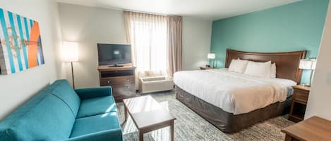 Individually furnished, desk, laptop workspace, blackout drapes