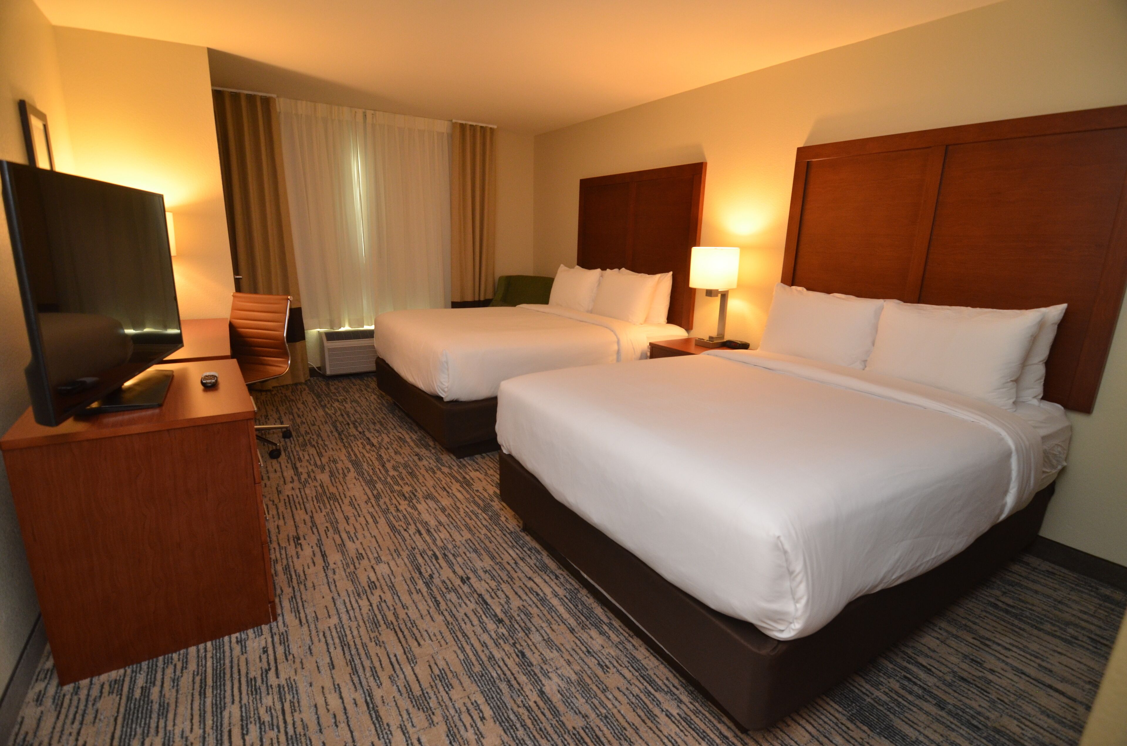 standard room, 2 queen beds, non smoking | desk, laptop workspace, blackout curtains, iron/ironing board