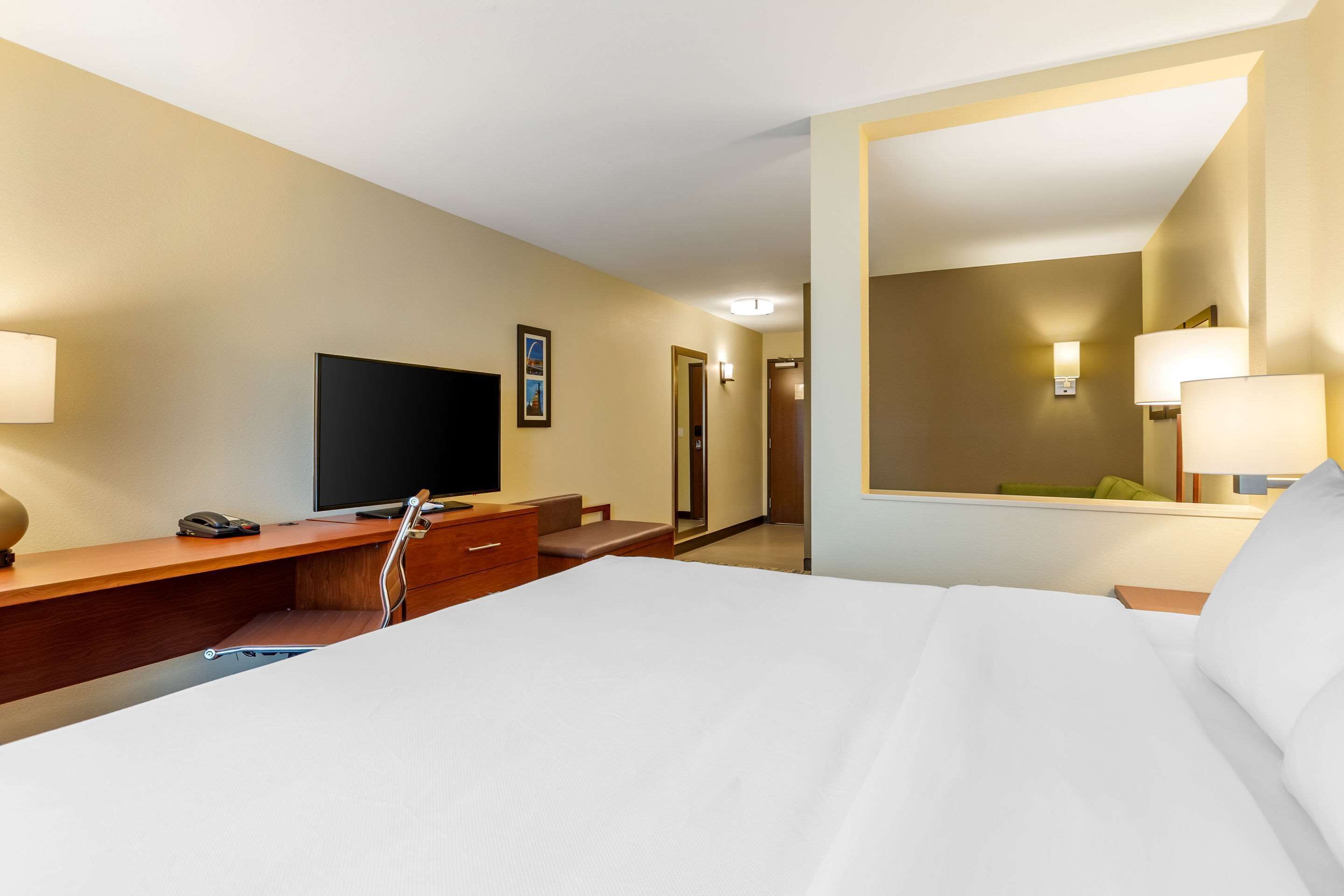 suite, 1 king bed, non smoking | desk, laptop workspace, blackout curtains, iron/ironing board