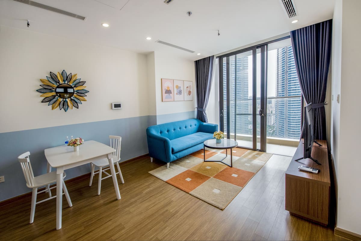 Business Apartment, 1 Bedroom, City View, Tower | Desk, laptop workspace, blackout curtains, iron/ironing board