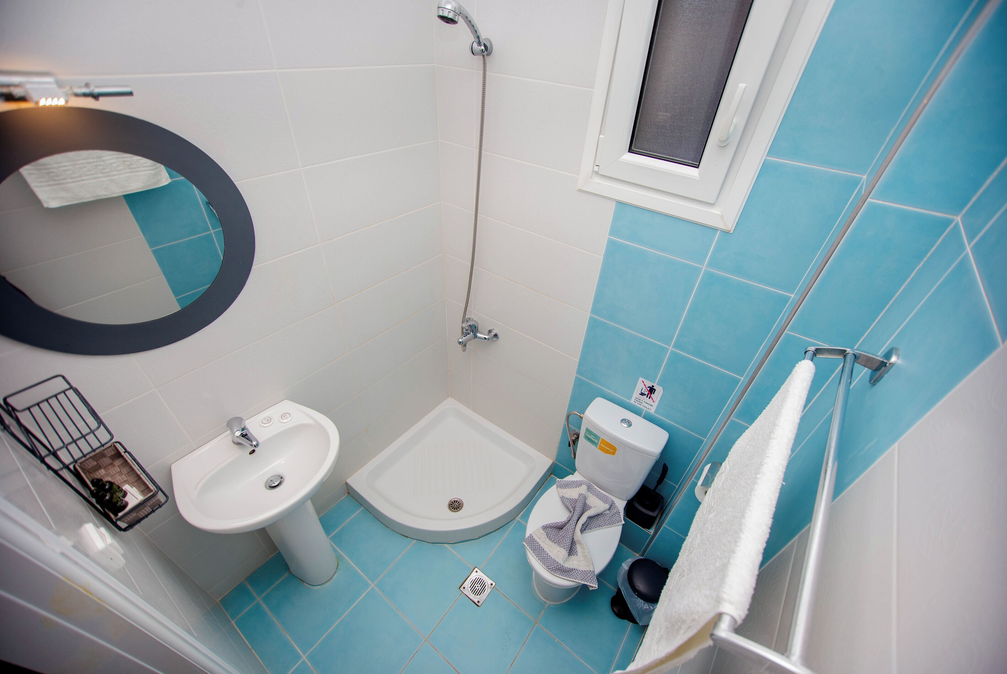 A bathroom with a sink, bidet, and shower.