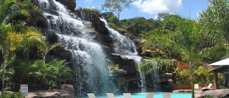 Indoor pool, 3 outdoor pools, open 9:00 AM to 6:00 PM, sun loungers