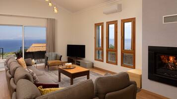 Televisión y chimenea