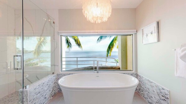 Bathtub, hair dryer, towels, toilet paper