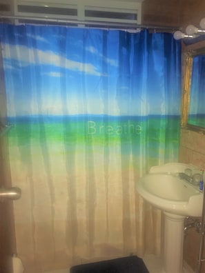 Shower, hair dryer, towels, soap - Modern Cozy Home in Puerto Rican Paradise (Santa Isabel)