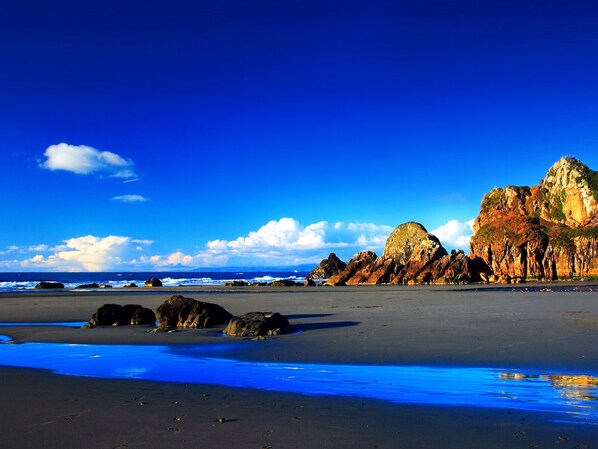 Beach nearby, sun-loungers