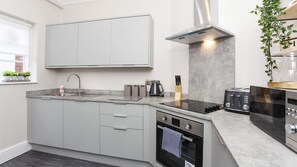 Fridge, microwave, oven, dishwasher