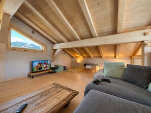 TV, fireplace