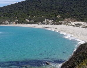 Plage à proximité, chaises longues, serviettes de plage
