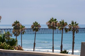 Enjoy breathtaking ocean views from the pier, surrounded by swaying palm trees.