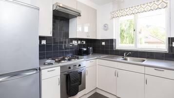 Fridge, microwave, oven, dishwasher