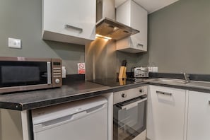 Fridge, microwave, oven, dishwasher