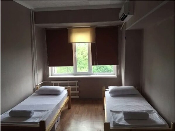 Desk, free WiFi, bed sheets
