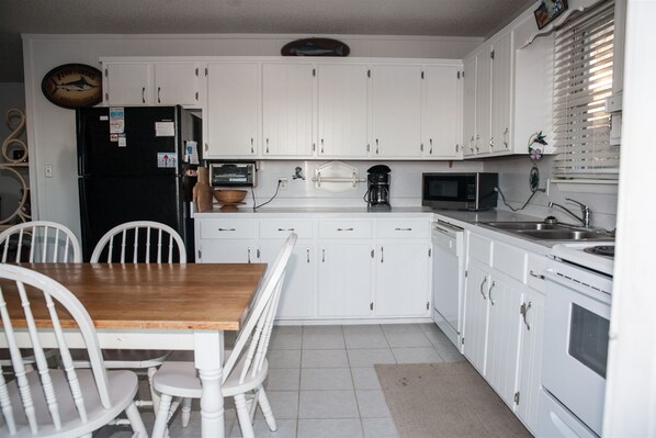 Fridge, microwave, dishwasher, toaster
