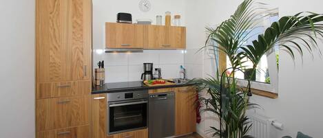 Fridge, microwave, dishwasher, high chair