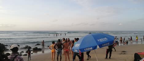 On the beach, beach towels