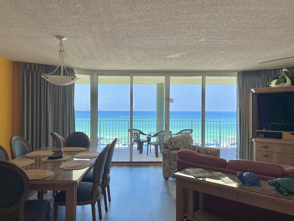 Flat-screen TV, DVD player