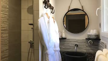 Shower, hair dryer, toilet paper