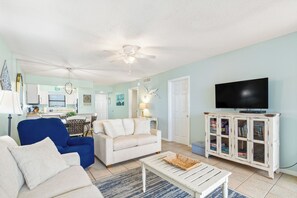 Smart TV, DVD player, books