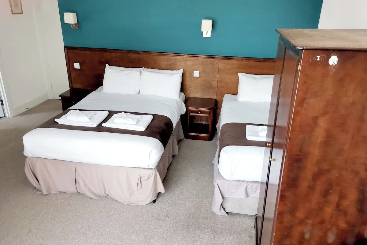 1 bedroom, desk, laptop workspace, iron/ironing board