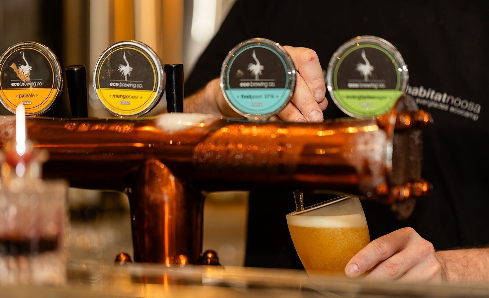 A tap with three beer options labeled 'pale ale', 'margarita', and 'pale ale'.