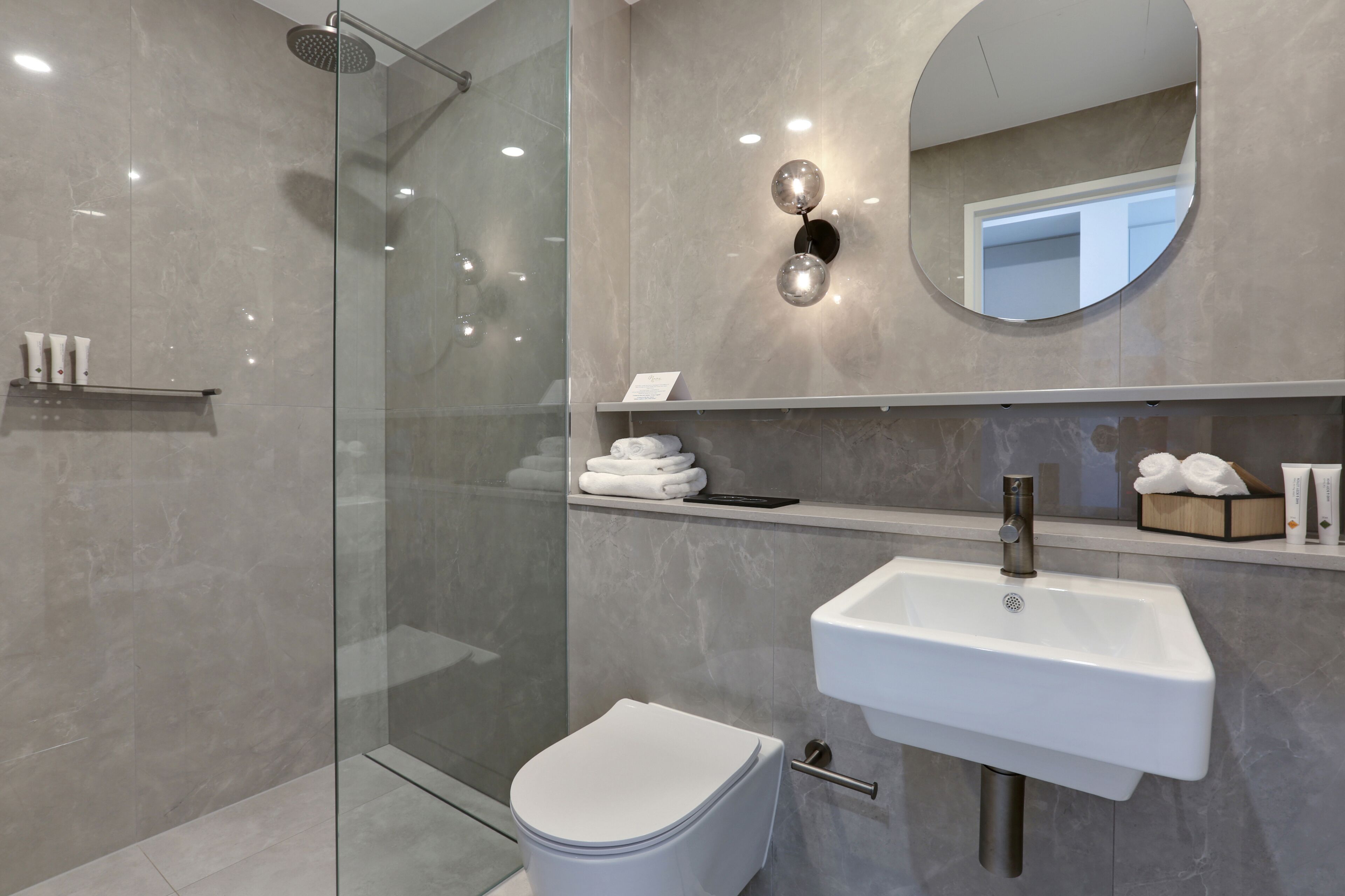 free toiletries, hair dryer, towels